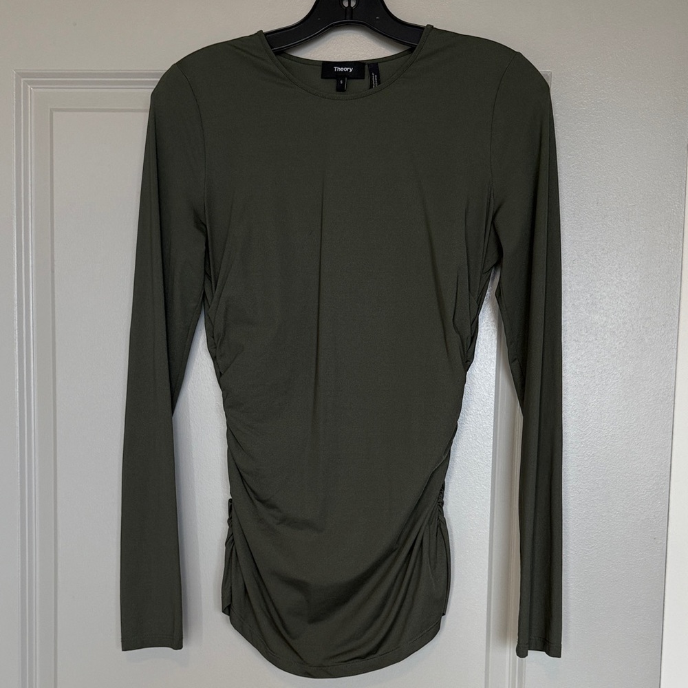 Theory Women's Dark Green Long Sleeve Top